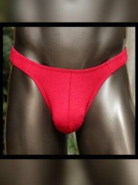 Mens Red/Bur 1in Sides Thong Cotton Handmade
